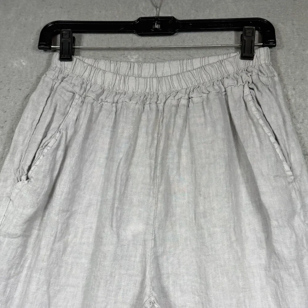 Tempo Paris Pants Women’s Size Medium 100% linen Lightweight Elastic Waistband